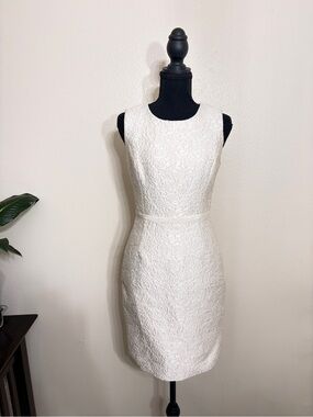 Halston Heritage Ivory Lace Sheath Dress